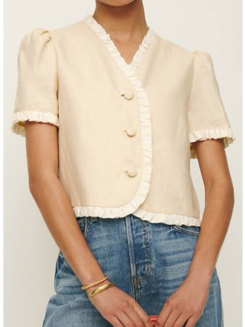 Reformation Bess Linen Top pale yellow Size Small